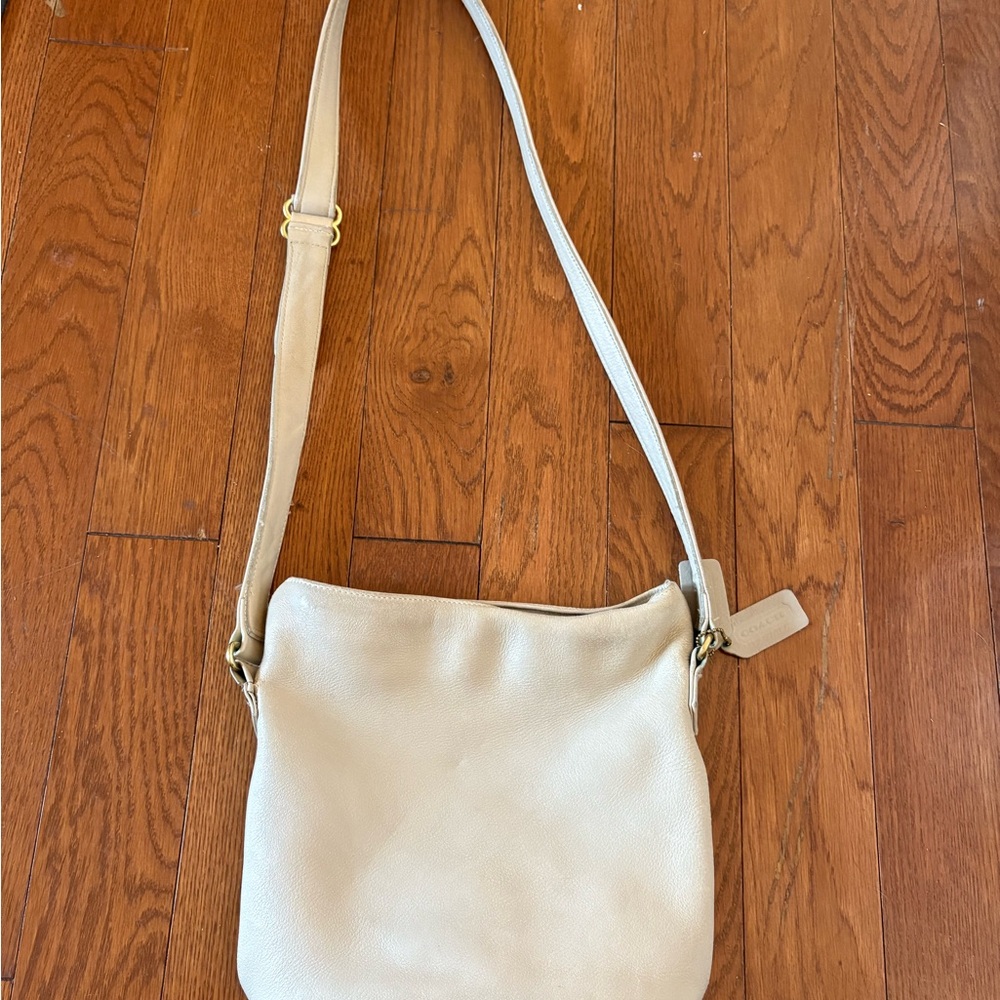 Coach Stone beige / pale gray leather bag / purse